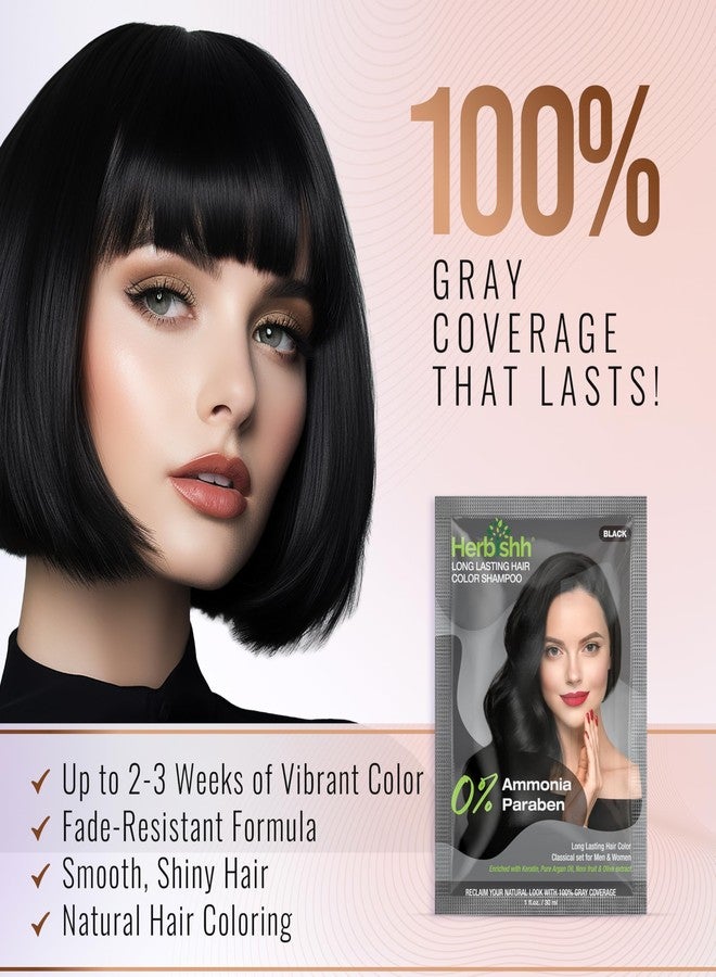 Herbishh Hair Color Shampoo for Gray Hair – Natural Ammonia-Free Hair Dye with Argan Hair Mask – Long Lasting Black Coverage – Easy to Use Travel Pack – 20 Color Shampoo Pouches + 10 Hair Masks - Image 5